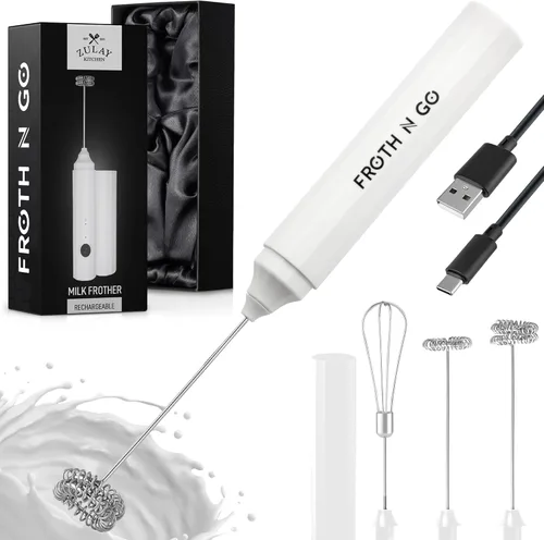 Miniatura 40 de Varita de espumador de leche mini y potente – Potente espumador de café de mano, mezclador de bebidas operado con batería – Tamaño de bolsillo Azul