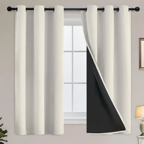 Miniatura 174 de Yakamok Cortinas negras, cortinas de ventana con aislamiento térmico y eficiencia energética para dormitorio, cortinas opacas completas y cortinas