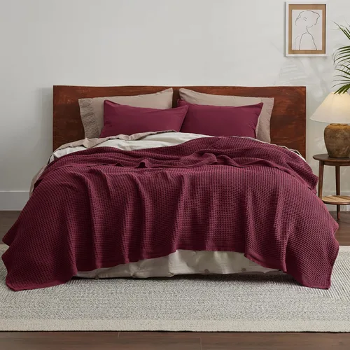 Miniatura 49 de Bedsure Gentlesoft - Manta de 100% algodón tamaño Twin XL para dormitorio universitario - Transpirable y suave, manta Twin de tejido waffle para 01