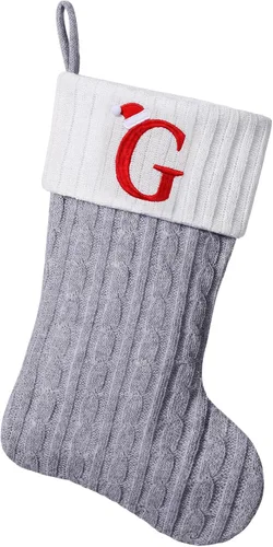 Miniatura 31 de Medias de Navidad personalizadas de 19 pulgadas con iniciales bordadas, medias de Navidad de punto negro para decoraciones de vacaciones familiares