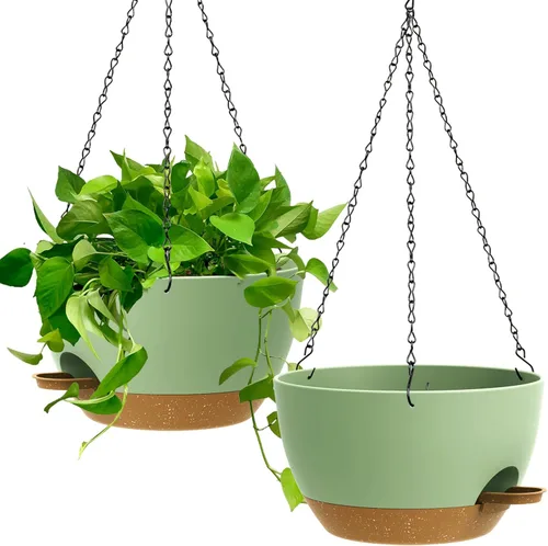 Miniatura 11 de UOUZ Paquete de 2 macetas colgantes grandes de 13 pulgadas con riego automático para plantas de interior y exterior, macetas colgantes con depósito