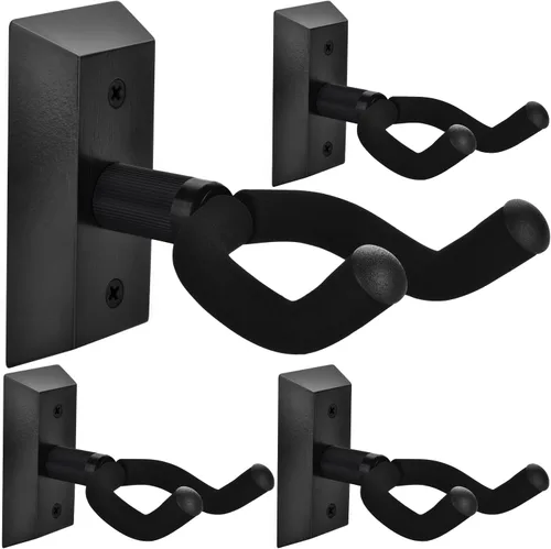 Miniatura 8 de DOMMI Soporte de pared para guitarra 4 unidades, Soporte de guitarra con gancho giratorio suave para guitarras de todos los tamaños, Soporte