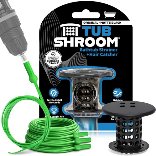 Miniatura 10 de TubShroom Colector de pelo de drenaje de bañera, cromo negro, protector y receptor para desagües de baño, se adapta a desagües de ducha de bañera