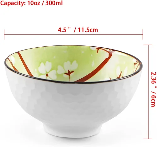 Miniatura 3 de Sakura Bowl - Tazones de cerámica de 10 onzas, juego de regalo de cuencos de colores surtidos para arroz, cereales, fideos, sopa, postres, paquete