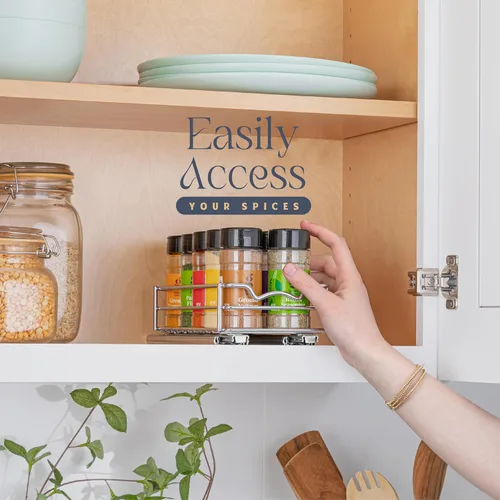 Miniatura 7 de Organizador de especias para gabinete, estante de especias extraíble para armarios de cocina superior, para especias, salsas, alimentos enlatados