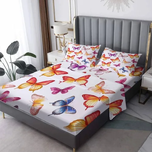 Miniatura 8 de Sábanas de mariposa tamaño California King – Sábanas de microfibra suave y bolsillo profundo, sábanas y fundas de almohada sin arrugas, 1 sábana