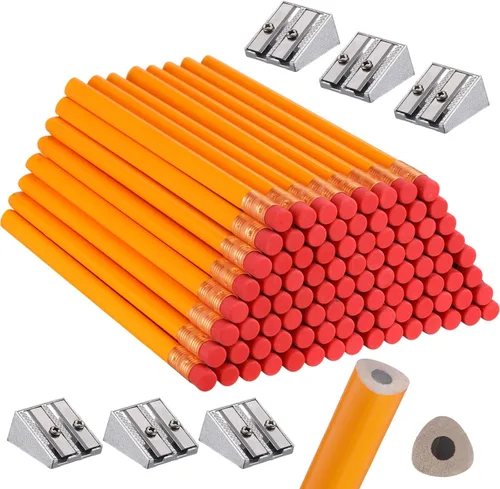 Miniatura 10 de Fainne Juego de 102 lápices jumbo para niños pequeños, 96 lápices grandes gruesos con borradores, 6 sacapuntas a granel para preescolar, jardín