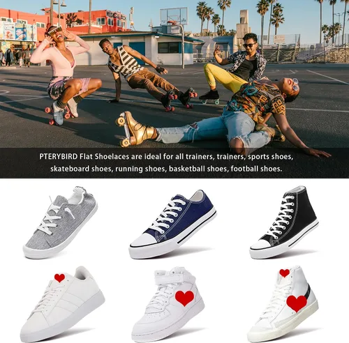 Miniatura 7 de Cordones de zapatos para tenis, 3 pares de cordones planos de 516 pulgadas de ancho, cordones de repuesto duraderos para Converse Air Force 1