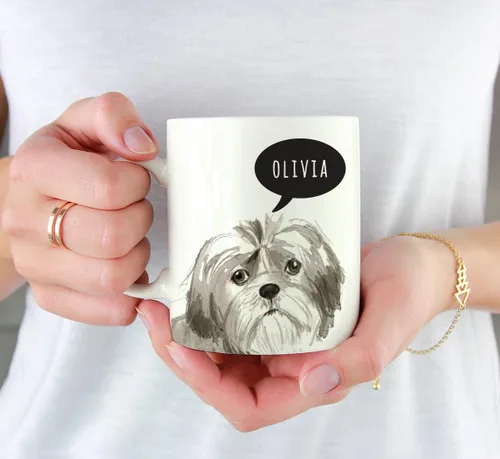 Miniatura 3 de Andaz Press Taza de café personalizada de 11 onzas para perro, Shih Tzu Shorter Haired Up Close, paquete de 1 Shih Tzu pelo más corto personalizado