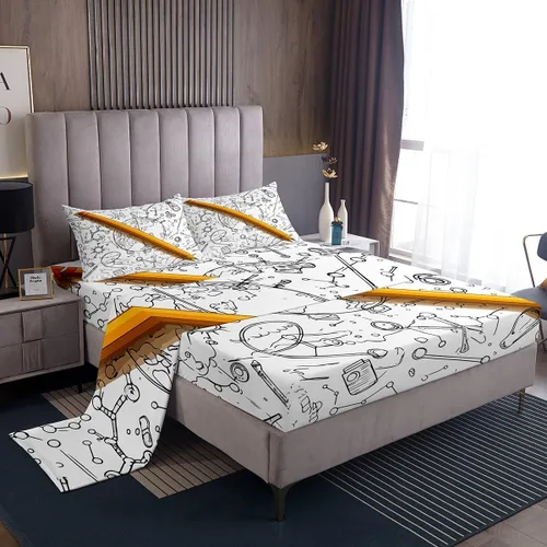 Miniatura 27 de Erosebridal Juego de sábanas de zorro con diseño de flores de arcoíris para niños y niñas, diseño de Foxtoon Animal Boho Floral Sábana bajera