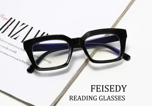 Miniatura 2 de FEISEDY Gafas de lectura retro cuadradas con bloqueo de luz azul, antirreflejos, para fatiga digital, modelo B2479