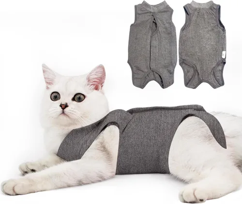Miniatura 6 de Traje de recuperación para gatos macho y hembra, ropa suave para después de la cirugía, mono con cono protector, camisa, ropa, pañales protectores