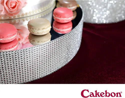 Miniatura 6 de Cakebon Soportes para tartas, color plateado de 12 pulgadas con diamantes de imitación para pasteles y pasteles, espuma de poliestireno ligera