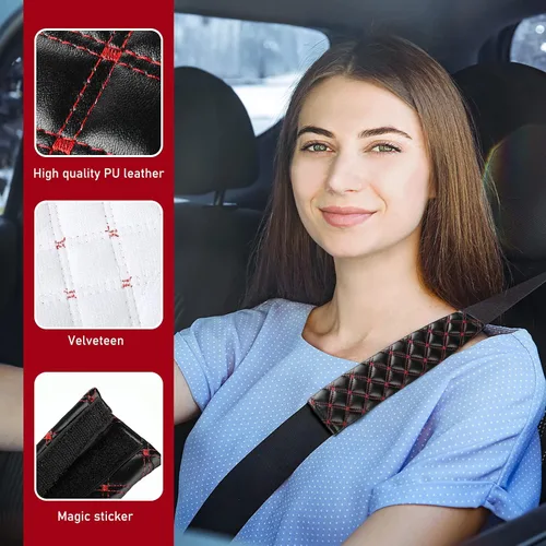 Miniatura 3 de Frienda 4 fundas para cinturón de seguridad de automóvil, correa extensora para cinturón de seguridad, protección cómoda para hombros y cuello