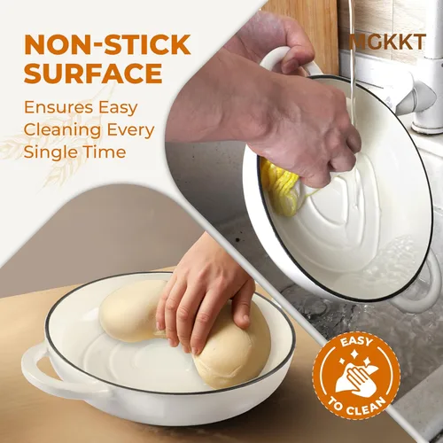 Miniatura 4 de MGKKT Horno holandés de hierro fundido esmaltado para hornear pan, horno de pan antiadherente de 5 cuartos de galón de masa madre con tapa, Cloche