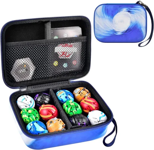 Funda compatible con Bakugan para Baku Gear Pack, organizador de juguetes, almacenamiento para tarjetas Bakucores y figuras de acción ultra Azul