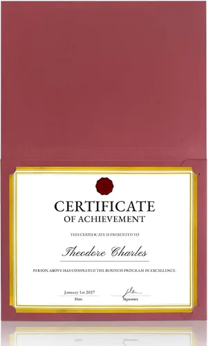 Miniatura 7 de GNL Soportes para certificados - Paquete de 25 unidades, soportes para diplomas burdeos, cubiertas para certificados con borde de lámina dorada
