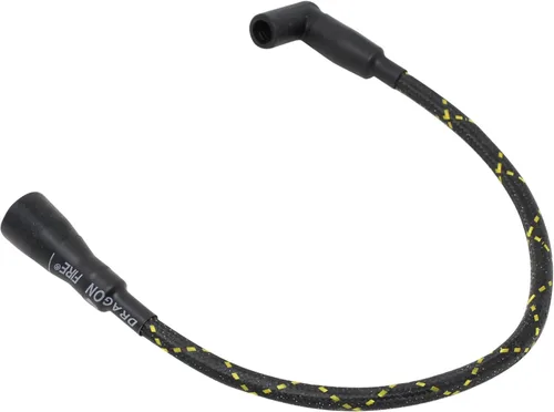 Miniatura 2 de DRAGON FIRE PERFORMANCE - Cable de bujía de bobina de bajo ohmio, 0.315 in, aspecto vintage, alambre trenzado de tela negra y amarilla, compatible
