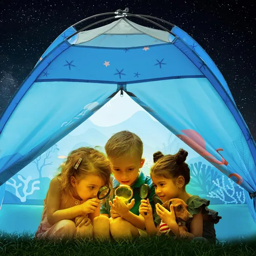 Miniatura 9 de Tienda de juegos submarina para niños, tienda de campaña plegable desplegable para interiores y exteriores, fiesta submarina, tienda de juguetes Azul