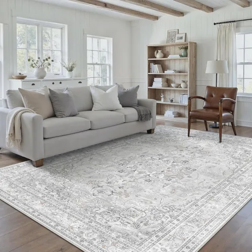 Miniatura 108 de PureCozy Alfombra de área beige de 2 x 3 pulgadas, lavable, vintage, pequeña, para entrada, cocina, suave, retro, floral, de pelo bajo, tapete