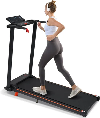 Merax Cinta de correr con 8% de inclinación, cintas de correr plegables de 3.0 HP para el hogar, almohadilla para caminar de 10 MPH con barra de