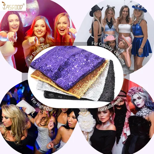 Miniatura 3 de JASGOOD Tops cortos de lentejuelas brillantes para mujer, tops de tubo metálicos sin tirantes, corsé de sirena con purpurina para fiesta y club