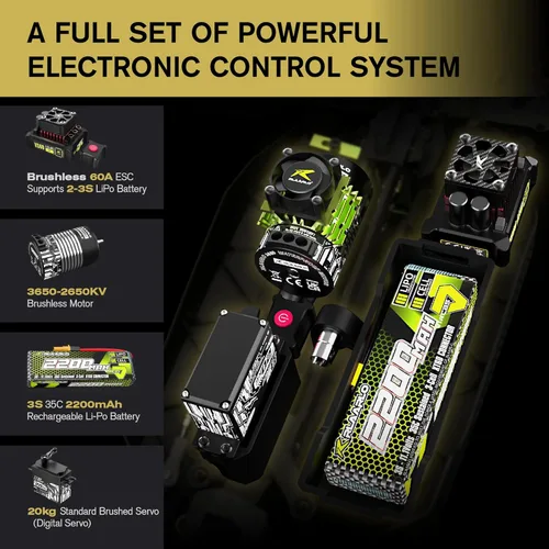Miniatura 4 de RLAARLO 1/10 Coches RC sin escobillas, RTR Monster Truck, 4 × 4 RC Buggy, MAX 50+ MPH, 4WD, impermeable, fibra de carbono, negro, a partir de 14 años