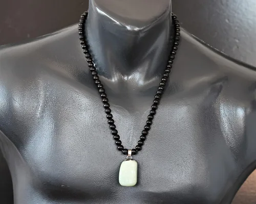 Miniatura 26 de Colgante de turmalina cruda natural, Collar de cuentas de ónix negro genuino, Collar de piedra negra, Collar de piedras preciosas, Cuentas de 0.315