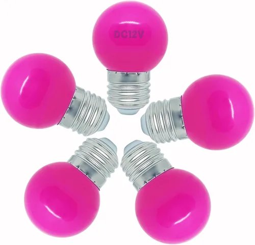 Miniatura 11 de Bombilla de luz CC de 12 V, bombillas LED de bajo voltaje, verde de 1 W G14 G45 Mini Globe E26, luces nocturnas de colores, equivalente a 10 W