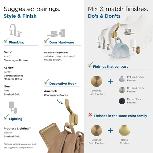 Miniatura 8 de Amerock HBX36693CZ Gancho decorativo de pared Granlyn de doble punta, gancho de bronce champán para abrigos, sombreros, mochilas, bolsas Ganchos
