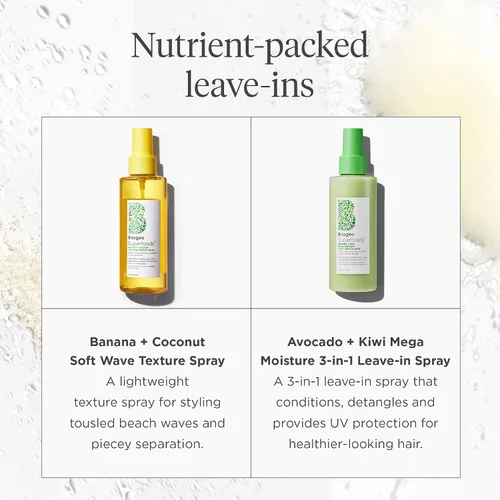 Miniatura 4 de Briogeo Superfoods Aguacate + Kiwi Mega Moisture - Spray sin enjuague 3 en 1 Desenredante, protector del calor e imprimación hidratante