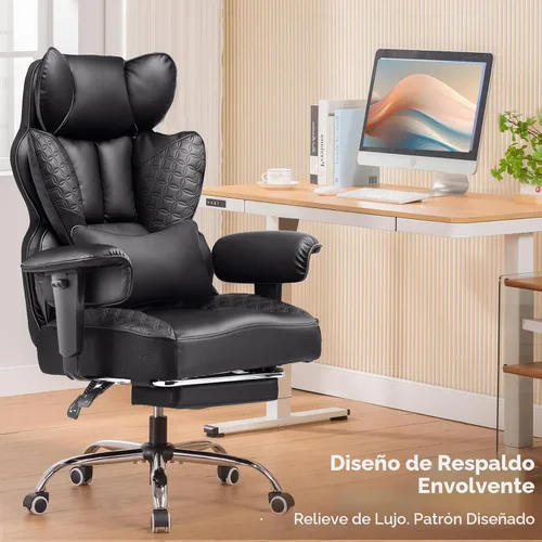 Miniatura 3 de COMHOMA Silla de oficina grande y alta, silla ergonómica para juegos con diseño de relieve de lujo con reposapiés, reposabrazos ajustables 03-space