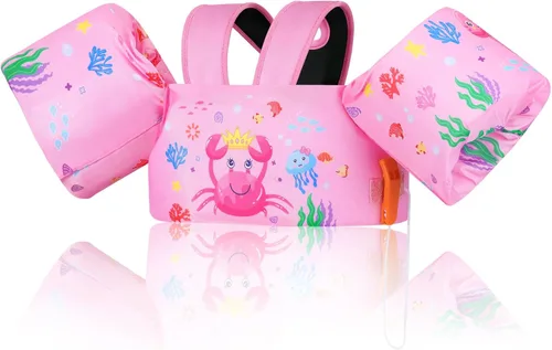 Miniatura 8 de Moko Banda de natación para niños de 20-30-50 libras, bonito chaleco de natación de dibujos animados para niños pequeños, flotadores de piscina
