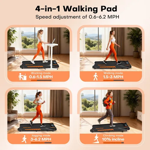 Miniatura 3 de Walking Pad Treadmill with Speaker, 4-in-1 6.2MPH Treadmills for Home with App Compatible, Walking Pad with 10% Incline, LED Display, 2.75HP