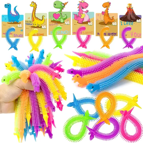 Regalos para el día de San Valentín para clase – Paquete de 24 tarjetas de regalo de San Valentín con dinosaurios que brillan en la oscuridad,