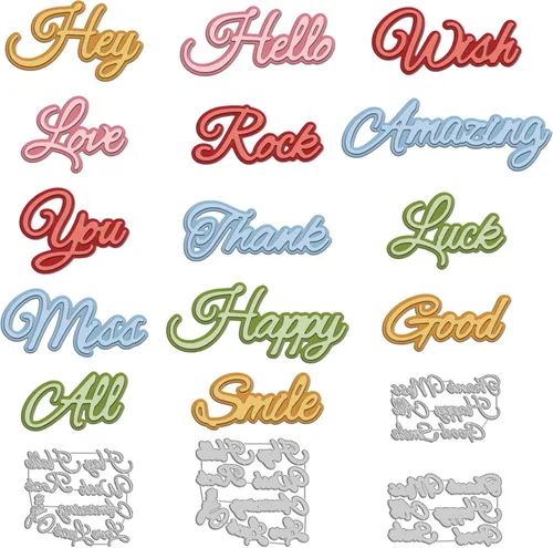 Miniatura 16 de INFUNLY Palabras sellos y troqueles de corte de vacaciones y sellos transparentes para hacer tarjetas, bricolaje, álbumes de recortes, decoración