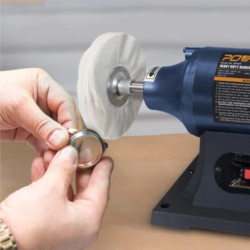 Miniatura 7 de POWERTEC Pulidor de joyas de banco de 6 pulgadas, incluye 2 ruedas de pulido Thic de 80 capas, máquina de pulido ideal para pulir metal, joyas