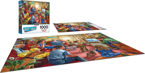 Miniatura 3 de RoseArt - Regreso al pasado - Televisión nocturna familiar - Rompecabezas de 1000 piezas para adultos