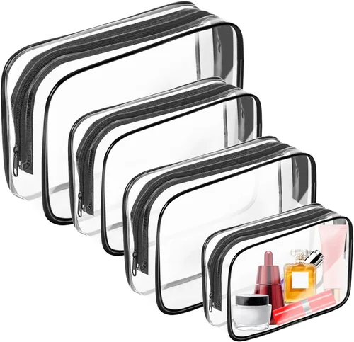 Miniatura 15 de Bolsa de maquillaje transparente AURUZA, bolsas de aseo portátiles para viajes con cremallera, bolsas organizadoras transparentes aprobadas por