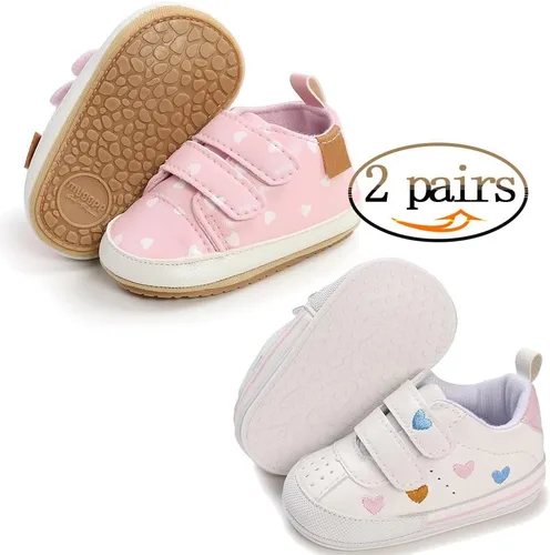 Miniatura 2 de eitwo 2 pares de zapatos de bebé, para niños y niñas, suela de goma antideslizante, unisex, suaves y ligeros, zapatos de cuna para primeros pasos