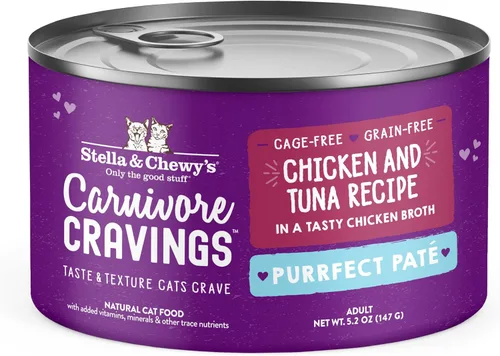 Miniatura 24 de Stella & Chewy's Carnivore Cravings Purrfect Paté - Alimento húmedo prémium sin granos para gatos, receta de atún y calabaza, alto en proteínas