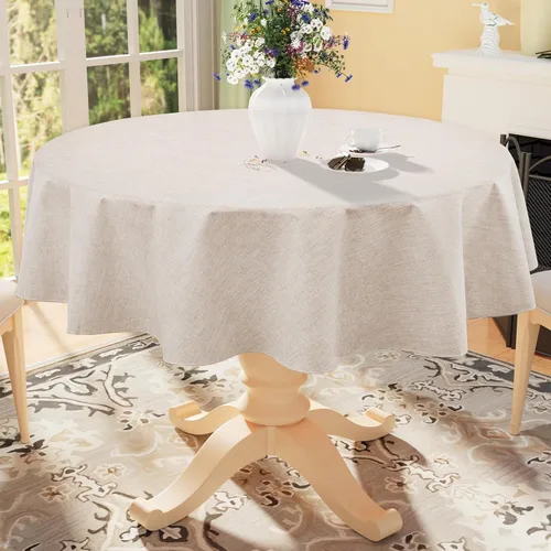 Smiry Mantel redondo de lino sintético, mantel de tela de arpillera impermeable, fundas decorativas lavables para cocina, comedor, fiestas, 60 x 60