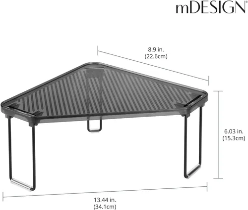 Miniatura 3 de mDesign Estante apilable de esquina de plástico/acero, estante organizador de almacenamiento para baño, tocador, encimera, fregadero, gabinete