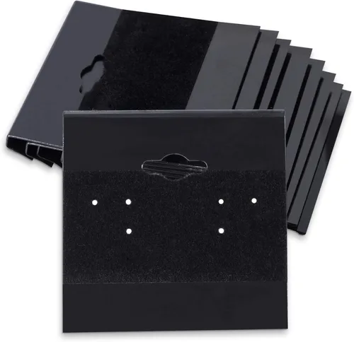 Miniatura 3 de Super Z Outlet Tarjetas de plástico de terciopelo negro para aretes, accesorios de joyería, 2 x 2 pulgadas (100 unidades)