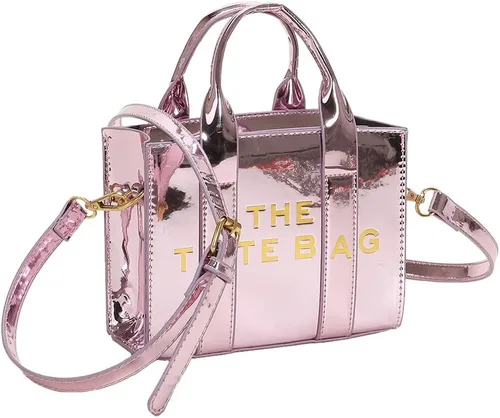 JQWYGB The Tote Bag for Women - Lindas bolsas de mano pequeñas y brillantes de cuero cruzado