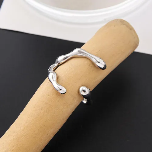 Miniatura 255 de Anillo de plata de ley 925, minimalista, ajustable, hecho a mano, para mujeres y niñas