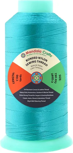 Miniatura 337 de Mandala Crafts - Hilo de nailon para coser cuero, tapicería, mezclilla y para trenzar el pelo; resistente, 1500 yardas, tamaño 69 T70 Marrón