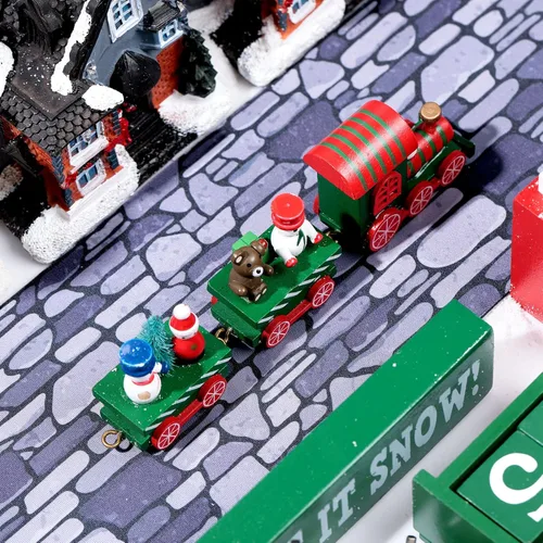Miniatura 4 de Marspark Accesorios de pueblo navideño de 5 x 50 pulgadas, tapete de calle en miniatura de Navidad, decoración de calle y nieve para paisaje pequeño