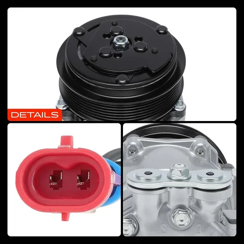 Miniatura 9 de A-Premium Compresor de aire acondicionado de CA con embrague compatible con Chevrolet C6500 Kodiak/C8500 2003-2009 y GMC C6500/C7500 Topkick