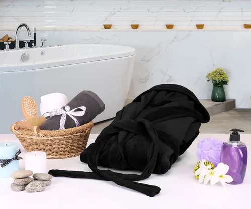 Miniatura 6 de NY Threads - Bata de baño de vellón con capucha para mujer, larga y afelpada